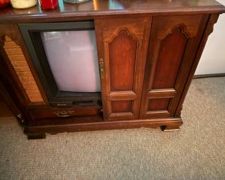 Console tv could be made into a cool pet house/bed