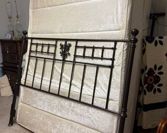 Iron queen bed with temper pedic mattress