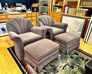 Velveteen Plus Chairs W/Ottomans