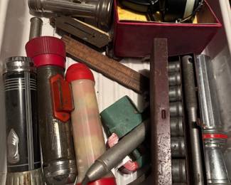 Fishing items and vintage tools 