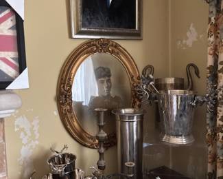 Modern silver plate serving dear heads 