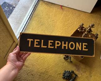 Vintage porcelain enamel, telephone sign