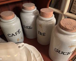 Vintage ceramic canister set French crock type 