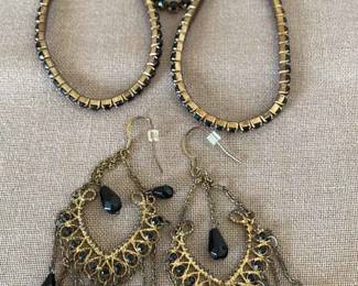 Black Beaded Collection Bracelets Earrings