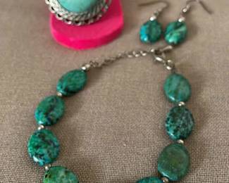 Turquoise Like Collection Bracelet Earrings Ring 