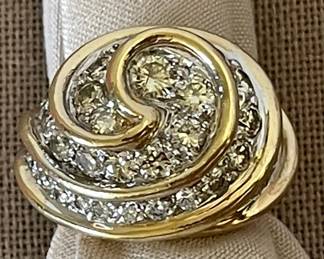 002 14kt Gold Cocktail Ring Size 7.5