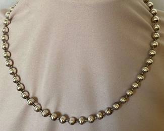 925 Stamped Silver Beaded Necklace 