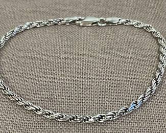 925 Stamped Silver Roped Bracelet Italy