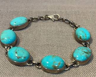 925 Stamped Torquise Bracelet 
