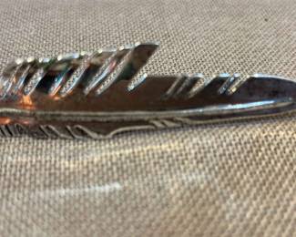 Sterling Silver Feather Pendant Pin