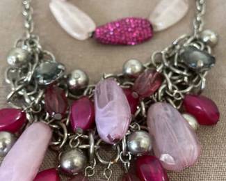 Pink Statement Necklace Bracelet 