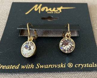 Monet Earrings With Swarovski Crystal Pierced 