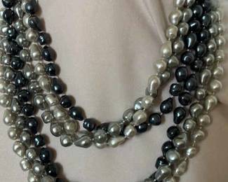 3 Strand Faux Pearl Necklace