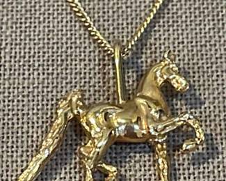 003 14kt Gold Horse Necklace