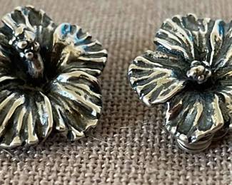 JPI 925 Stamped Flower Earrings 