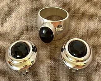 ZINA 3 Piece 925 Silver Set Earrings Ring