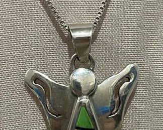 925 Stamped Chain Angel Pendant 