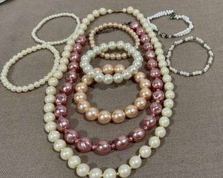 Faux Colored Pearl Necklaces Bracelets