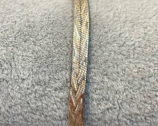 925 Stamped Silver Herringbone Bracelet 