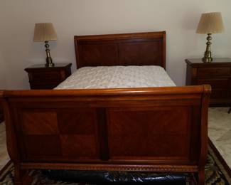 Queen Solid Wood Sleigh Bed and Mattress