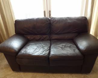 Brown Leather Loveseat