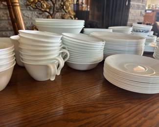 Vintage Corel ware by Corning - sold in two sets, white and blue.