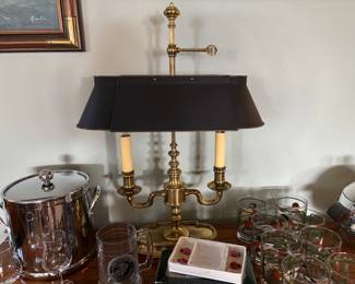 Large nautical blue Brass lamp (very heavy)