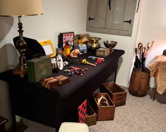 Toys and misc. antiques, including antique ammunition boxes
