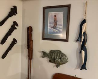 Antique tools & fish decor