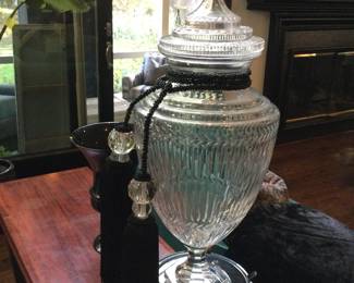 Victorian Tall Clear Glass Covered Urn