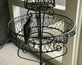 Victorian Wirework Two Tiered Plant Stand w/ Birds