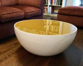 Drum Style Coffee Table w/Yellow Glass Top