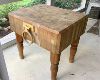 Vintage Hardwood Chopping Butcher Block Kitchen  Island