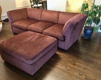 90" Long Merlot Tone 3 Down Filled Cushions (zippered) Couch w/36" Square Ottoman