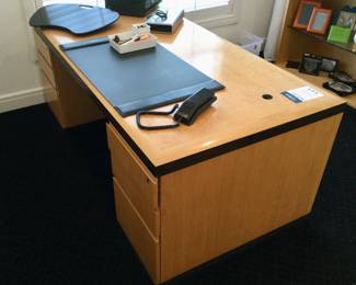 Executive Desk, Locking Drawers, Birdseye Maple
