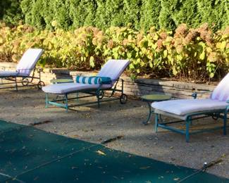 3 Chaises w/Cushions & Side Tables