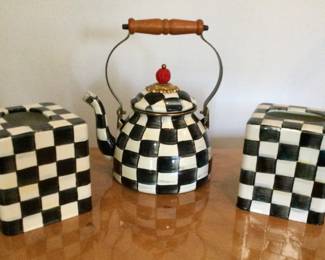 McKenzie-Childs Tea Kettle & Kleenex Boxes
