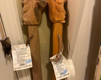 hand-carved hiking sticks