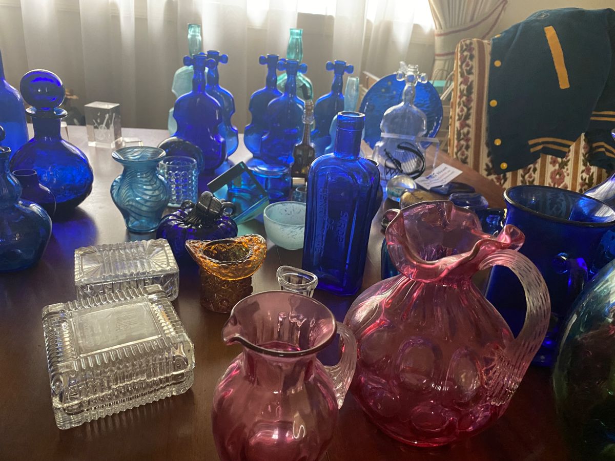 Perfume bottles, Blue glass collectibles