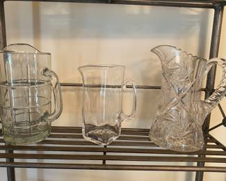 Simon Pearce pitcher, cut glass pitcher