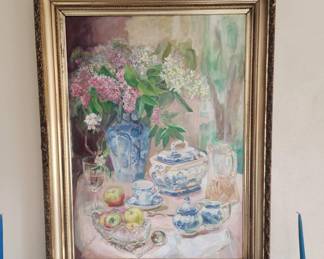 LARGE GILDED FRAME VINTAGE OIL PAINTING BY De FRONZO