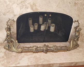 VINTAGE FIREPLACE BRASS CHENETS