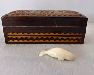 Whale Figurine with Carved Box 