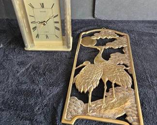 Brass Crane Wall Hanging Seiko Clock