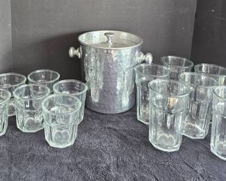 Anchor Hocking Rock, Tumblers Metal Hammered Ice Bucket 