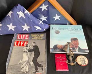 Two American Flags with 1936 Life Magazine and More