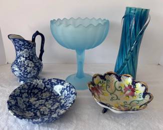 VTG Indiana Blue Tulip Compote More 