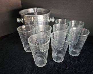 Vintage Libby Tumblers Metal Hammered Ice Bucket 