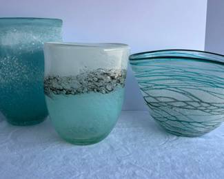 Frosted Aqua Glass Vases