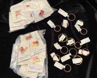 Mens Gold Toned Rings  Flag Pins